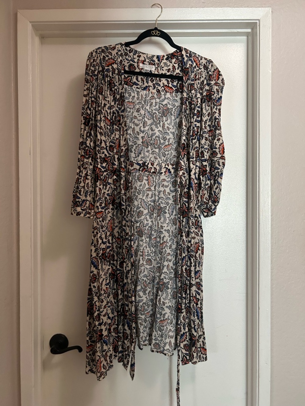 VELVET Lightweight Floral Wrap Dress- Cream with Navy & Rust